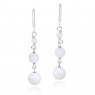 Sterling Silver Mother Of Pearl Three Graduating Bead Dangle Earrings E4541MOP