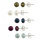 Sterling Silver Multi Color 5-6mm Freshwater Cultured Pearl Stud Earrings (Set of 5) S10450M1