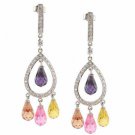 Sterling Silver Multi Color CZ Chandelier Earrings E5065MZ