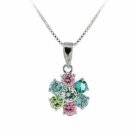 Sterling Silver Multi Color CZ Flower Pendant P4811MZ