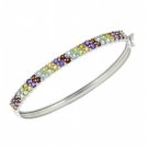 Sterling Silver Multi Color Gemstone & Diamond Bangle BA11087M