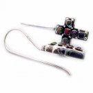 Sterling Silver Multi color inlay Cross earrings 1328