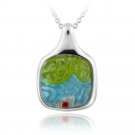 Sterling Silver Multi Color Millefoiri Glass Square Pendant P12483M