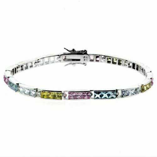 Sterling Silver Multi Colored CZ Bracelet B4580MZ