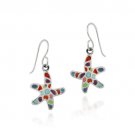 Sterling Silver Multi Colored Starfish Dangle Earrings E4275M