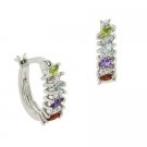 Sterling Silver Multi Gemstone & Diamond Accent Half Hoop Earrings E9773M
