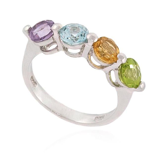Sterling Silver Multi Gemstone Ring R10736M2-7