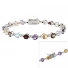 Sterling Silver Multi Gemstone Tennis Bracelet B10736M3