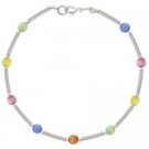 Sterling Silver Multi-Color Cats Eye Bar and Bead Bracelet B4116M12