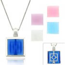 Sterling Silver Multi-Color Cats Eye Interchangeable Square Pendant S9494M2