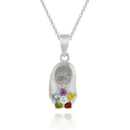 Sterling Silver Multi-Color CZ Baby Shoe Pendant 1225