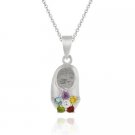 Sterling Silver Multi-Color CZ Baby Shoe Pendant 1225