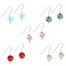 Sterling Silver Multi-Color Millefiori Murano Glass Earrings Set S9505