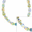 Sterling Silver Murano Glass Green, Blue, Yellow, and White Oval Millefiori Necklace N9251M10