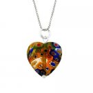 Sterling Silver Murano Glass Multi Color Millefiori Heart Pendant P9376M