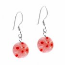 Sterling Silver Murano Glass Red Millefiori Round Dangle Earrings E9263M8