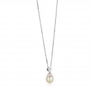 Sterling Silver Necklace with Pear Shaped Pearl and Cubic Zirconias