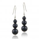 Sterling Silver Night Blue Swarovski Elements Pearl Drop Earrings E12247NB