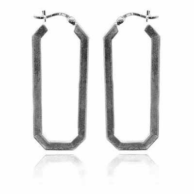 Sterling Silver Oblong Hoop Earrings H2969