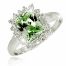 Sterling Silver Olive Green & Clear CZ Ring R1548OL-7