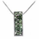 Sterling Silver Olive Green Cubic Zirconia Rectangle Pendant P4347OL