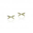 Sterling Silver Olive Green CZ Bow Stud Earrings E4345OL