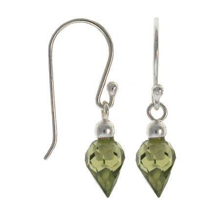 Sterling Silver Olive Green CZ Dangle Earrings E10109OL