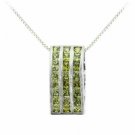 Sterling Silver Olive Green CZ Rectangle Striped Slide Pendant P5075OL