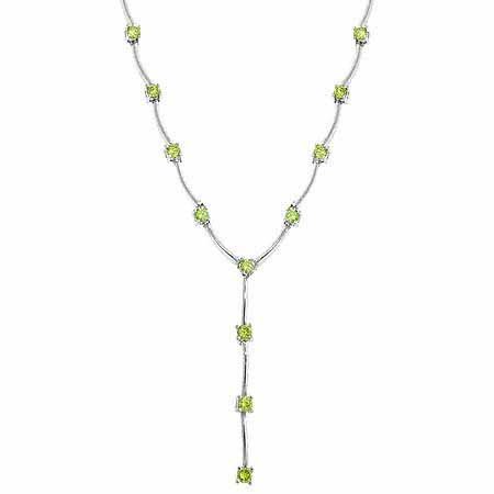 Sterling Silver Olive Green cz Stone Y Necklace N4496OL
