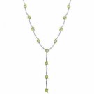 Sterling Silver Olive Green cz Stone Y Necklace N4496OL
