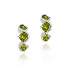 Sterling Silver Olive Green CZ Three Stone S Earrings E4318OL