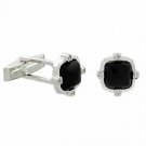 Sterling Silver Onyx & CZ Square Men's Cufflinks CL9148CBO