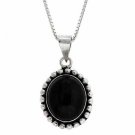 Sterling Silver Onyx Bali Bead Oval Pendant P8403CBO