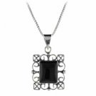 Sterling Silver Onyx Filigree Rectangle Pendant P8030CBO