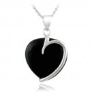 Sterling Silver Onyx Heart Necklace P12748O