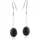 Sterling Silver Onyx Oval Dangle Earrings E13583O