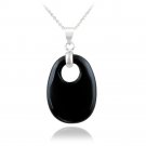 Sterling Silver Onyx Oval Necklace P12747O