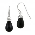 Sterling Silver Onyx Raindrop Dangle Earrings E12746O