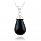 Sterling Silver Onyx Raindrop Necklace P12746O