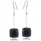 Sterling Silver Onyx Square Dangle Earrings E135843O