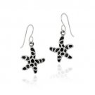 Sterling Silver Onyx Starfish Dangle Earrings E4275O