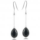 Sterling Silver Onyx Teardrop Dangle Earrings E13582O