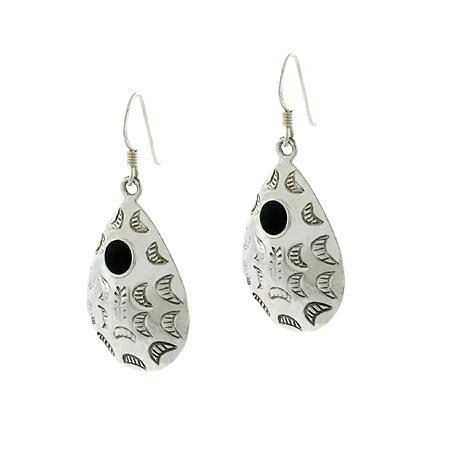 Sterling Silver Onyx Teardrop Earrings E9322O