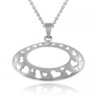 Sterling Silver Open Circle with Heart Shaped Cutouts Pendant P10825
