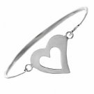 Sterling Silver Open Heart Bangle Bracelet BA8247