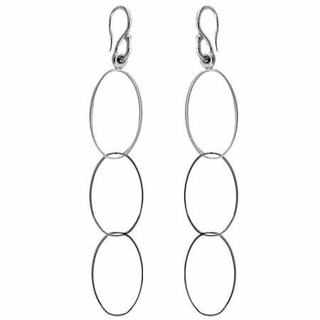 Sterling Silver Open Ovals Dangle Earrings E4555