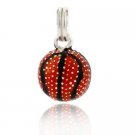 Sterling Silver Orange & Black Enamel Sport BasketBall Charm Pendant Fun! CH9458