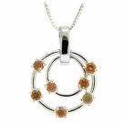 Sterling Silver Orange CZ Floating Double Circle Pendant P2667OR