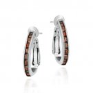 Sterling Silver Orange CZ Half Hoop Earrings E2863OR