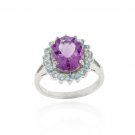 Sterling Silver Oval Amethyst and Blue Topaz Cocktail Ring Size 10 R11296ABT-10
